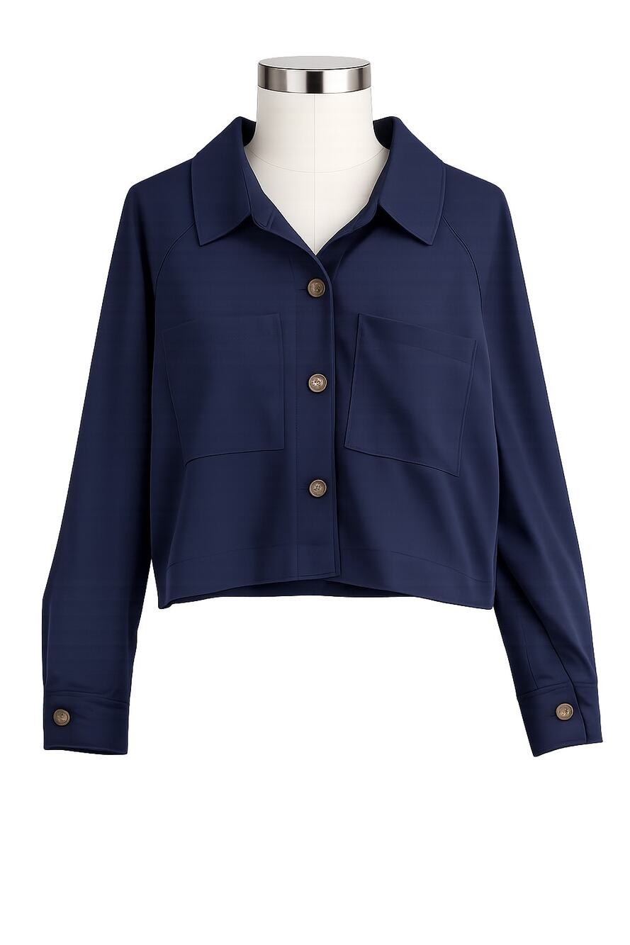 Rachel Zoe Navy Cropped Utility Jacket Button Front - Size L
